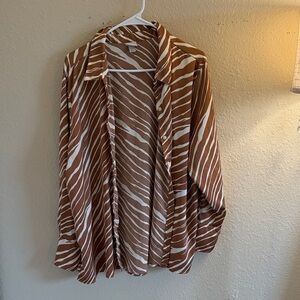 a new day Brown and White Zebra Print Blouse
